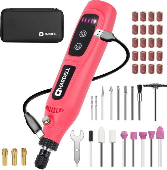 HARDELL Mini Cordless Rotary Tool 3.7V, 5-Speed Rotary Tool Kit with 43 Accessories, Type-C Charging Power Rotary Tool for Engraving, Sanding, Polishing, Drilling, Grinding, Small DIY Crafts