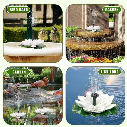 Solar Fountain,Square Solar Water Fountain with 6 Nozzle,1.2W Bird Bath Solar Water Pump with Extended - Length,Submersible Pump for Pond, Pool, Garden, Fish Tank