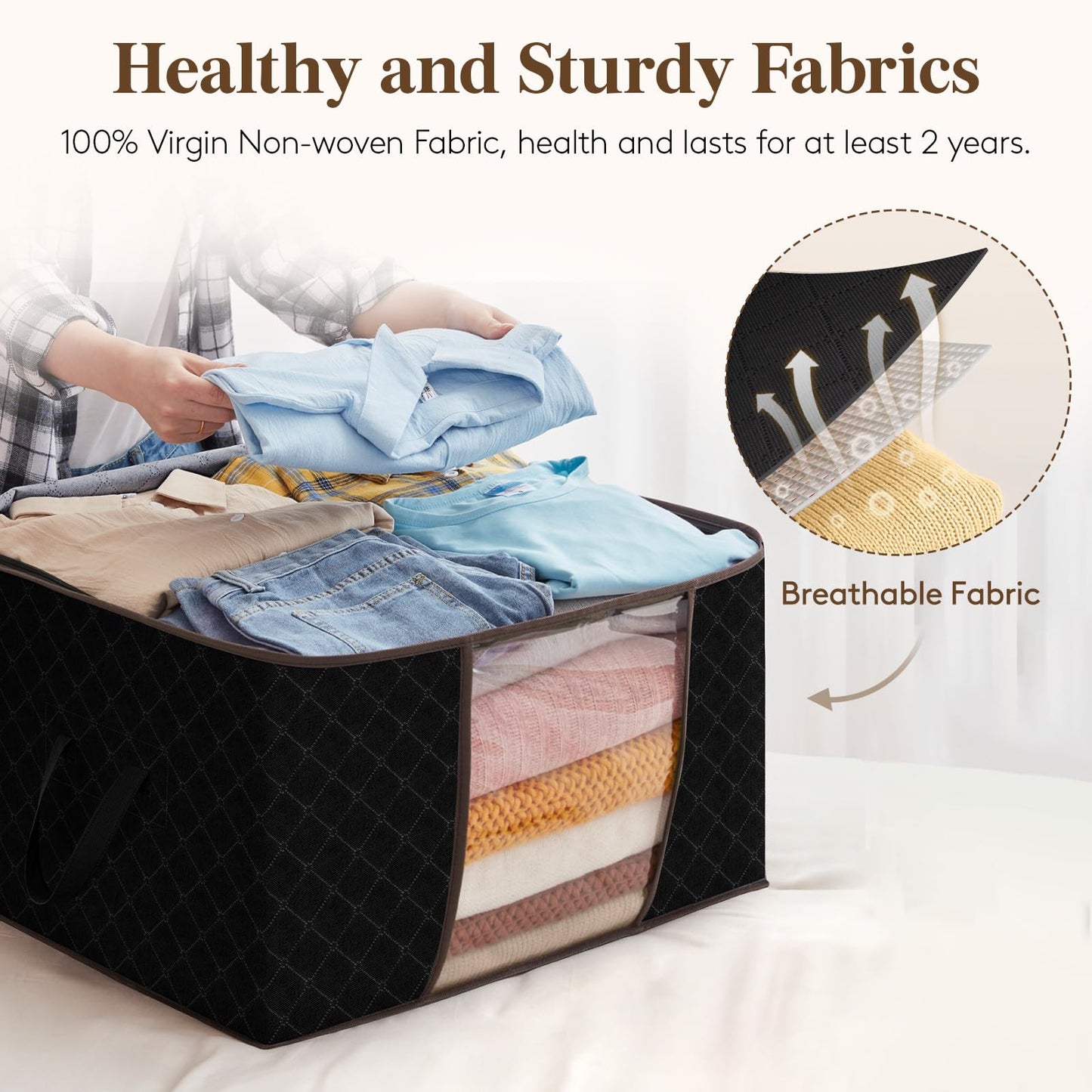 6-Pack Clothes Storage Bags | Reinforced Handles & Sturdy Zippers | Closet Organizer