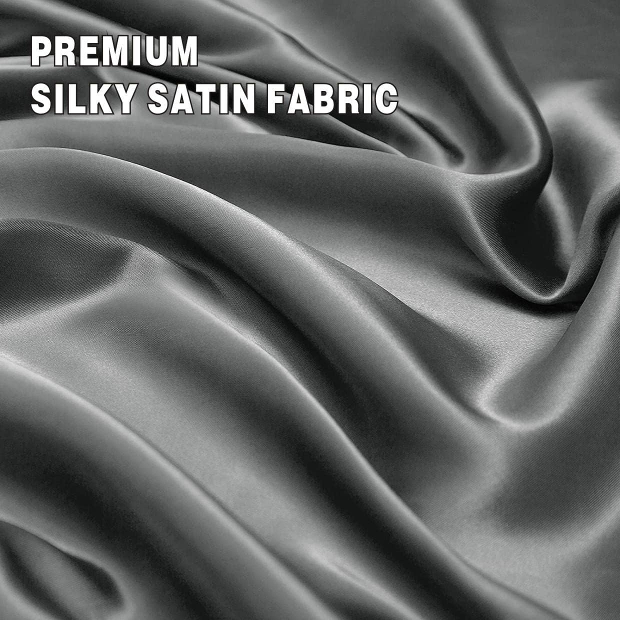 ForZzz 2000TC Art Silk Satin Queen Sheet Set Hotel 4 Pieces Fitted/Flat Sheet Bedding Set(Black,Queen)