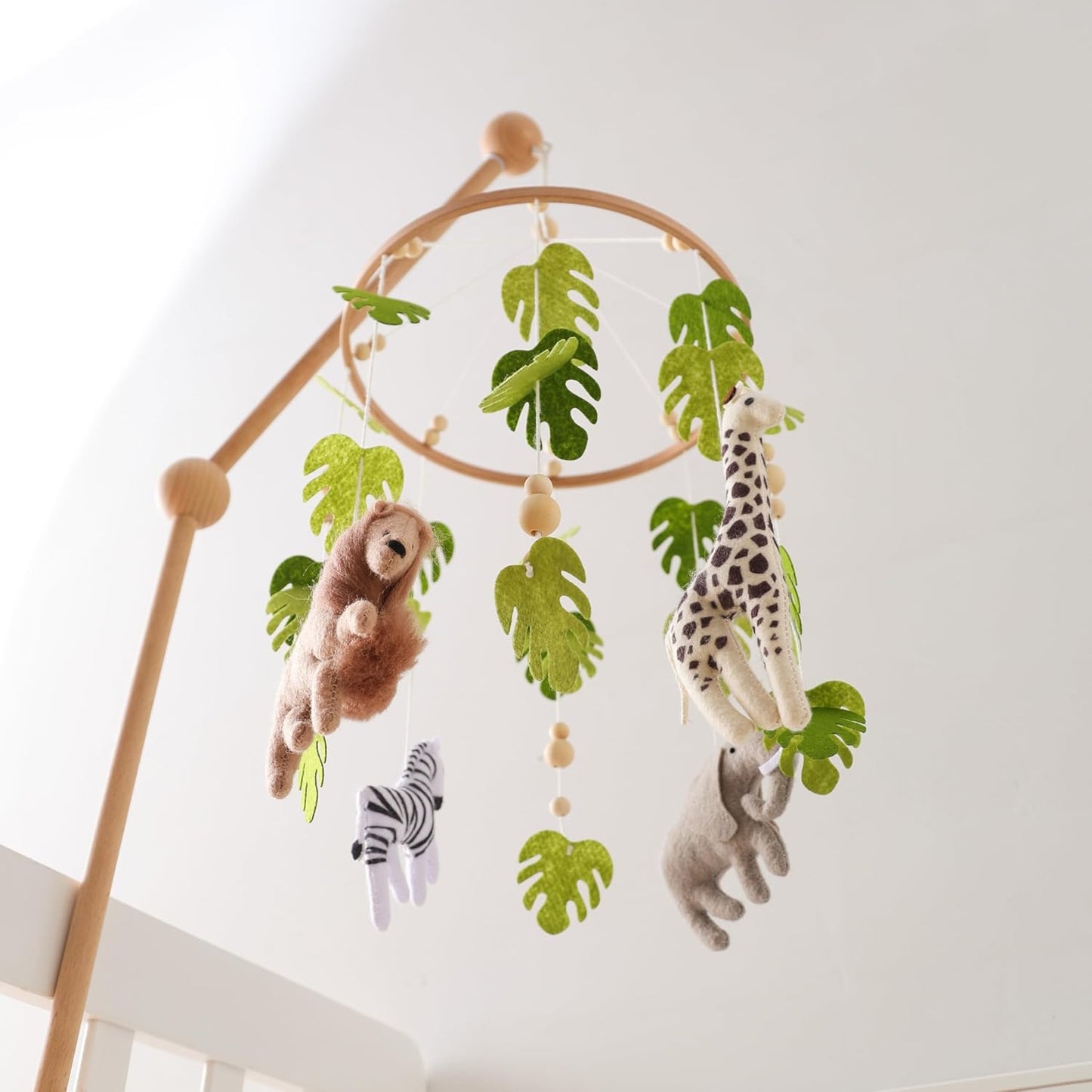 Beechwood Crib Mobile Holder - 360° Rotate, Adjustable Arm - Natural Wood, Minimalist - For Cribs No Side Rails - Baby Nursery Decor