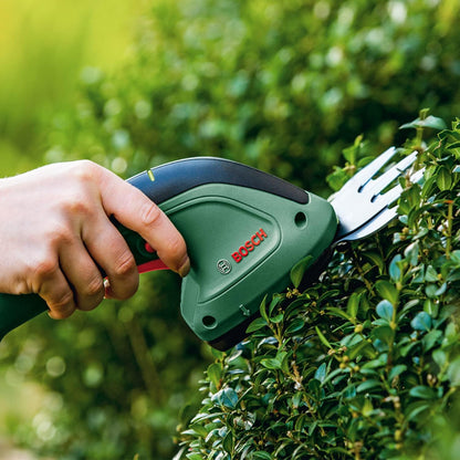 Bosch 3.6V Cordless Compact Hedge Shrub & Grass Shear Garden Kit, Includes Shrub & Grass Blade, Integrated Battery, Runtime: 40 min (EasyShear). Made in Europe