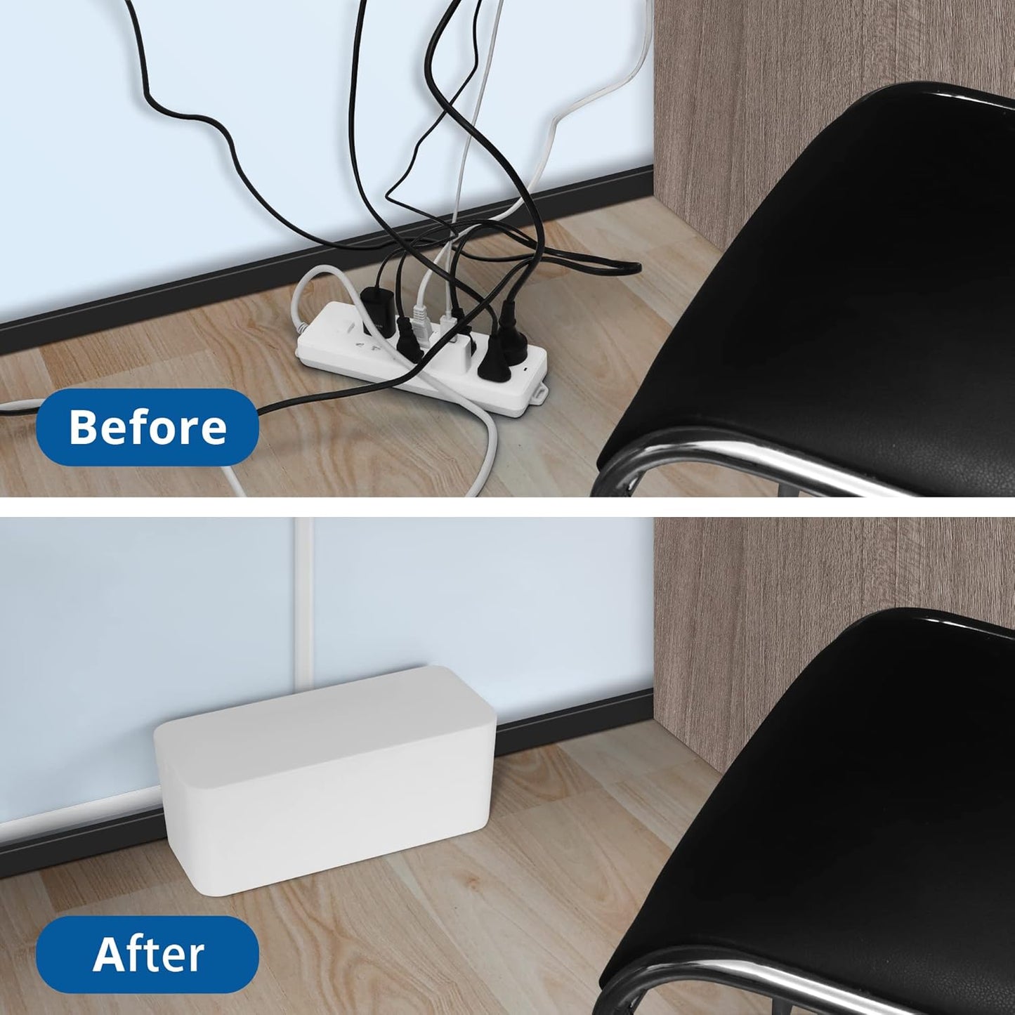 2-Pack Cable Management Box | Power Strip Hider