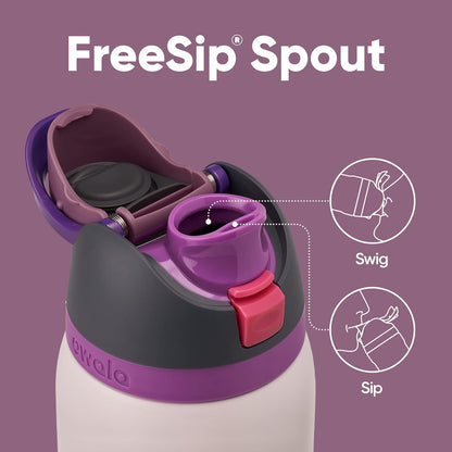 Insulated Stainless Steel Water Bottle - FreeSip Straw & Spout