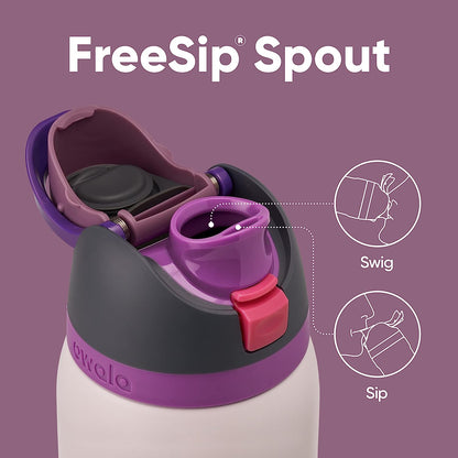 Insulated Stainless Steel Water Bottle - FreeSip Straw & Spout
