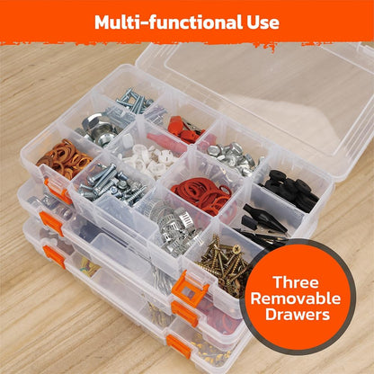 HORUSDY 39-Drawers Storage Cabinet Tool Box, Wall Mount Parts Storage Bin Chest Case Plastic Organiser Toolbox with Divider In Each Drawer