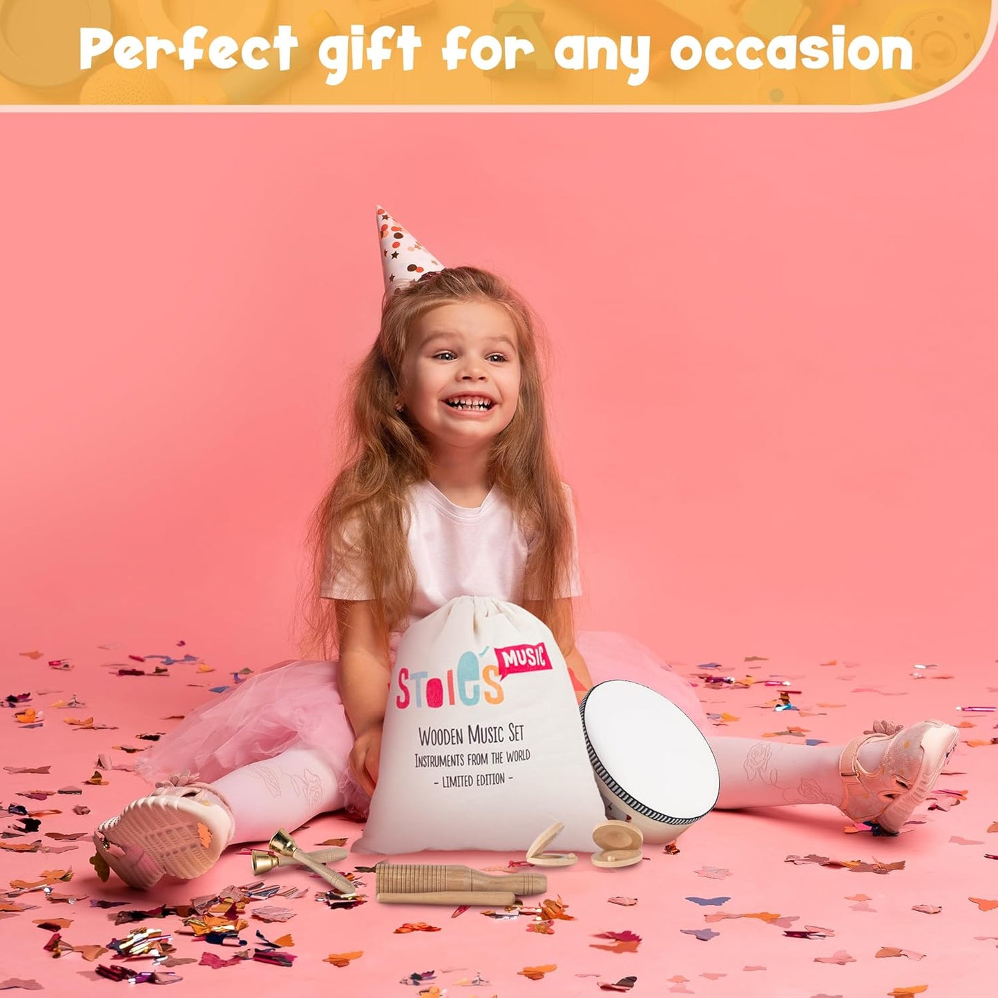 Stoie's Wooden Musical Instruments for Toddlers 1-3, Montessori Music Toys for 1 Year Old, with Xylophone, Tambourine and Maracas, Educational Development and Creativity, Baby Musical Instruments