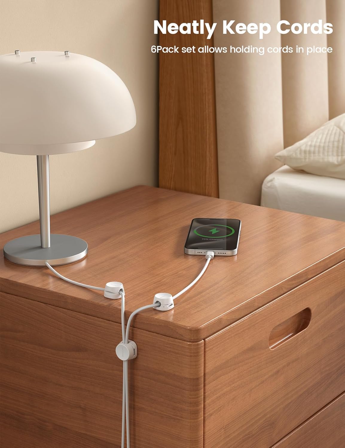 One-Hand Cable Clips | Desk Cord Organizer | Adhesive Cord Holders