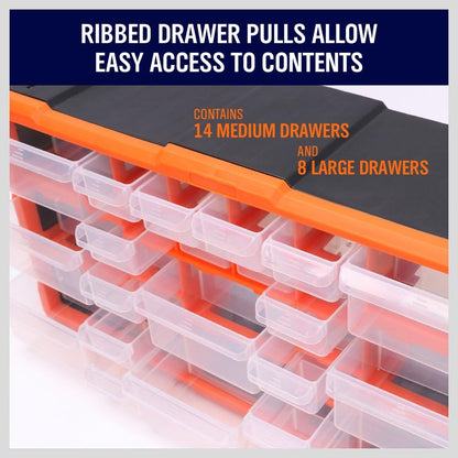 HORUSDY 39-Drawers Storage Cabinet Tool Box, Wall Mount Parts Storage Bin Chest Case Plastic Organiser Toolbox with Divider In Each Drawer