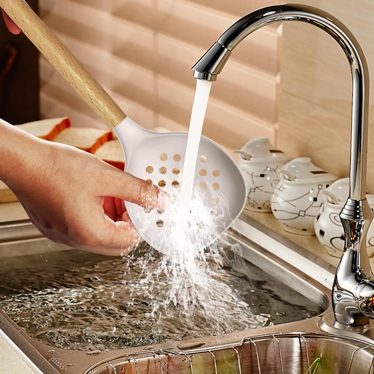 14-Piece Silicone Kitchen Utensil Set with Wooden Handles
