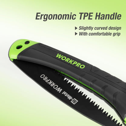 WORKPRO Pruning Saws 180mm, Hand Saws with Safety Lock, Folding Saw with Triple Tooth Cut, Ideel for Garden, Camping, Tree Trimming and More