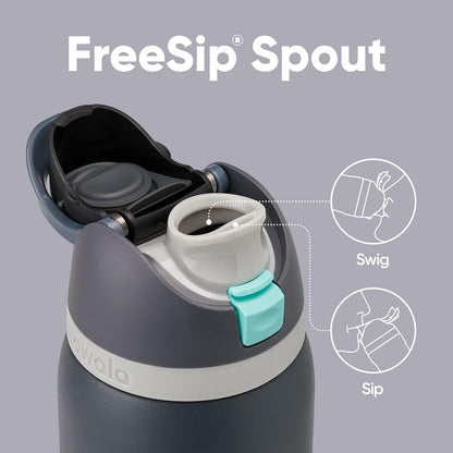 Insulated Stainless Steel Water Bottle - FreeSip Straw & Spout