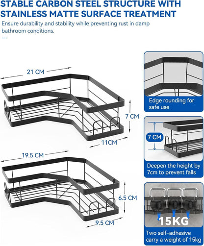 Self-Adhesive Bathroom Corner Shelf - Drill-Free Shower Caddy