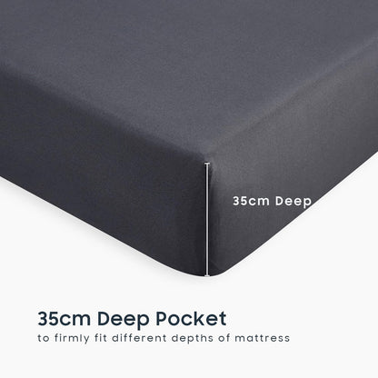 Wake In Cloud - White Sheet Set, 1000TC Ultra Soft Microfiber, Fitted Sheet & Flat Sheet & 2 Pillowcases (4 pcs, Queen Size)