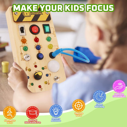 Montessori Busy Board Kids Toys, Toys for 1+ Year Old, Sensory Wooden Boy Toddler Games