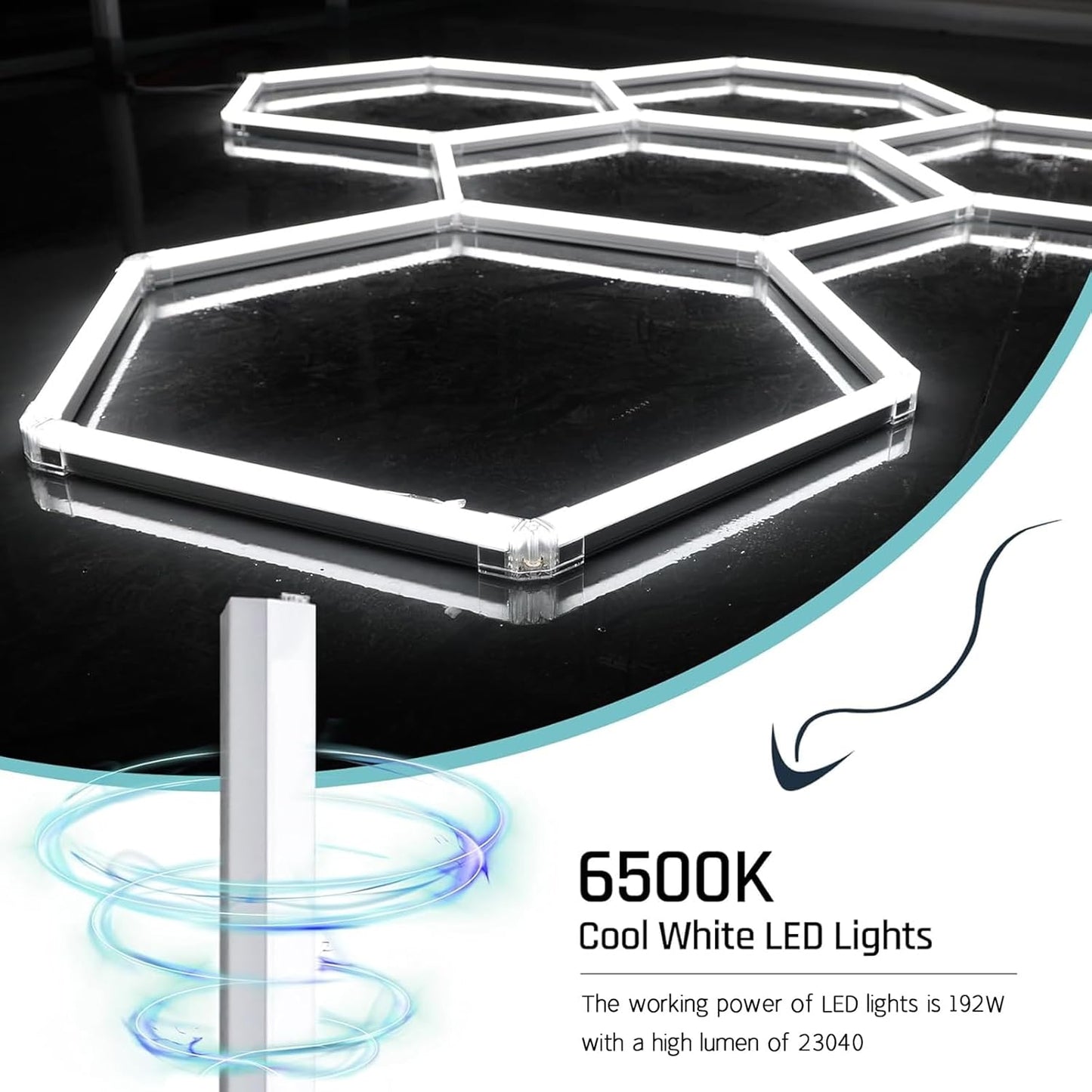 TONGLIN Hexagon Garage Light, 14 Grids 680W 81600 Lumens Hexagon Led Garage Light with Rectangle Frame 6500K for Garage, Basement, Warehouse, Auto Beauty Shop, Car Detailing Shop