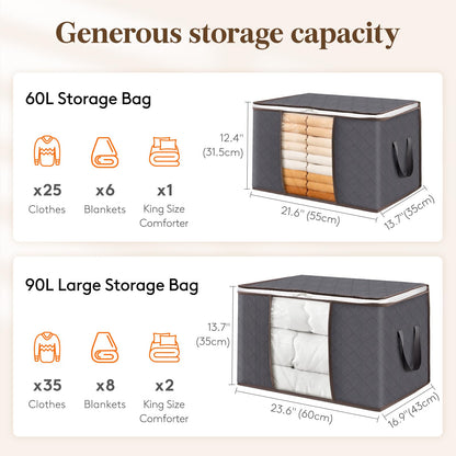 6-Pack Clothes Storage Bags | Reinforced Handles & Sturdy Zippers | Closet Organizer