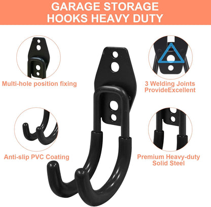 Sulishang 16 Pack Garage Hooks Heavy Duty, Utility Steel Garage Storage Hooks, Wall Mount Tool Organizer with Anti-Slip Coating for Garden Tools, Ladders, Bulky Items and More Equipment (Orange)