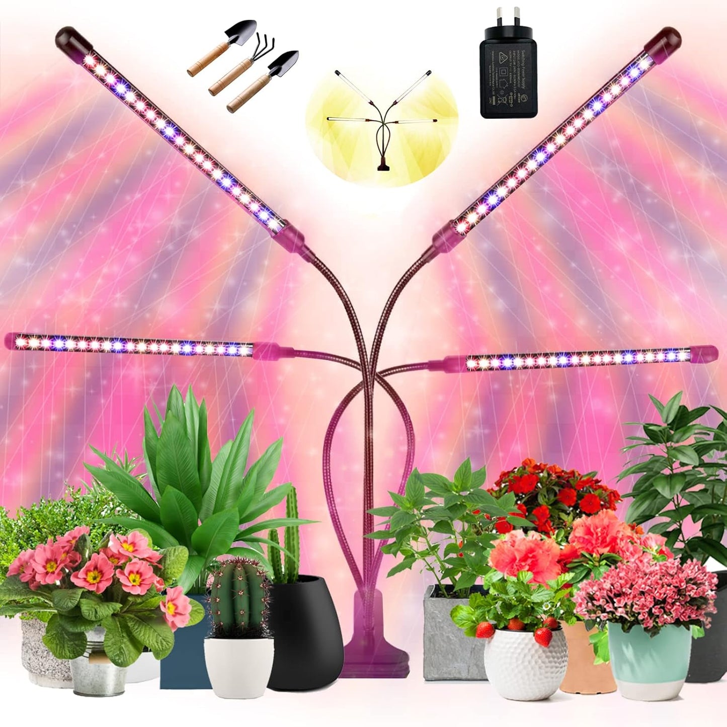 Grow Light Full Spectrum Plant Lights for Indoor Plants, Full Spectrum Plant Grow Lights, 9 Dimmable Levels Auto ON & Off with 3/9/12H Timer