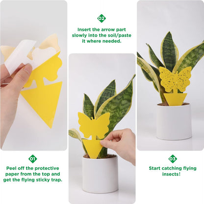 40 PCS Sticky Traps, GeeRic Sticky Fruit Fly and Plant Gnat Bug Traps for Indoor/Outdoor Use, Dual-Sided Black Sticky Traps Insect Catcher for White Flies, Mosquitos, Fungus Gnats, Flying Insects