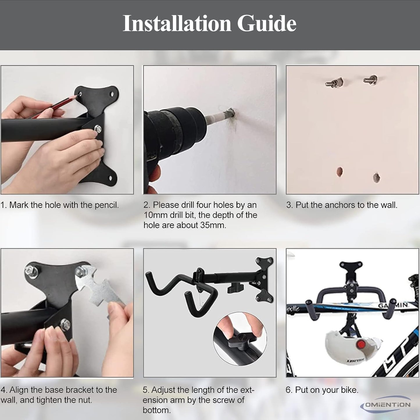 Omiention Bike Wall Mount, Bike Rack Garage,Horizontal Wall Mount Bicycle Storage Hanger Indoor Bike Holder for Haning Mountain Road Bike (1Pack)