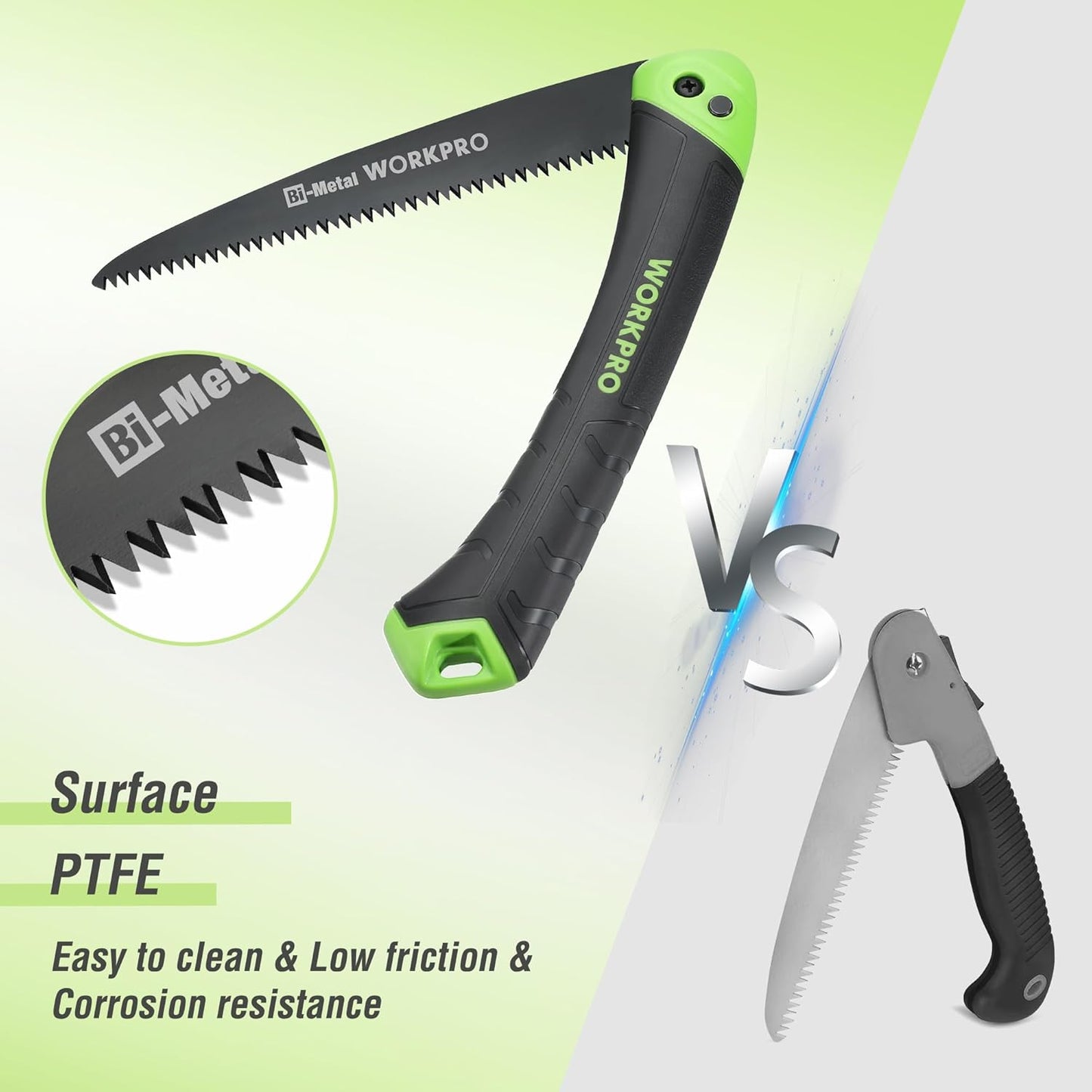 WORKPRO Pruning Saws 180mm, Hand Saws with Safety Lock, Folding Saw with Triple Tooth Cut, Ideel for Garden, Camping, Tree Trimming and More
