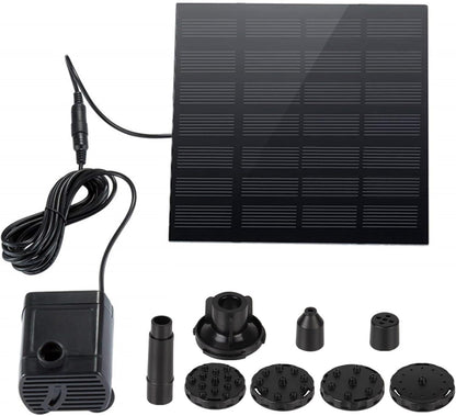 Solar Fountain,Square Solar Water Fountain with 6 Nozzle,1.2W Bird Bath Solar Water Pump with Extended - Length,Submersible Pump for Pond, Pool, Garden, Fish Tank