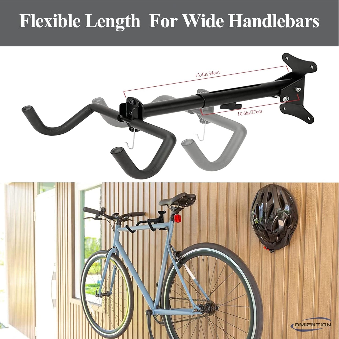 Omiention Bike Wall Mount, Bike Rack Garage,Horizontal Wall Mount Bicycle Storage Hanger Indoor Bike Holder for Haning Mountain Road Bike (1Pack)