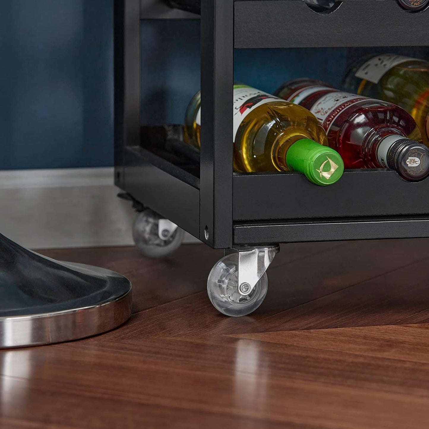 Kitchen Trolley with Wine Rack | Portable Kitchen Island Cart
