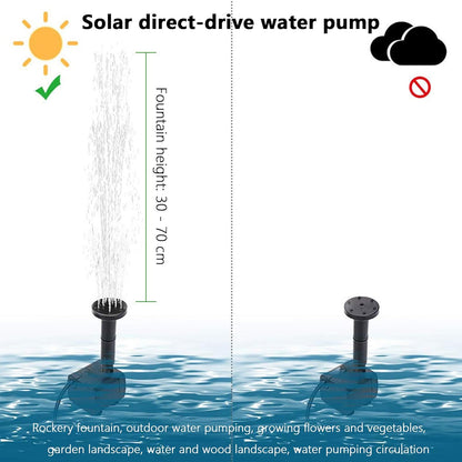 Solar Fountain,Square Solar Water Fountain with 6 Nozzle,1.2W Bird Bath Solar Water Pump with Extended - Length,Submersible Pump for Pond, Pool, Garden, Fish Tank
