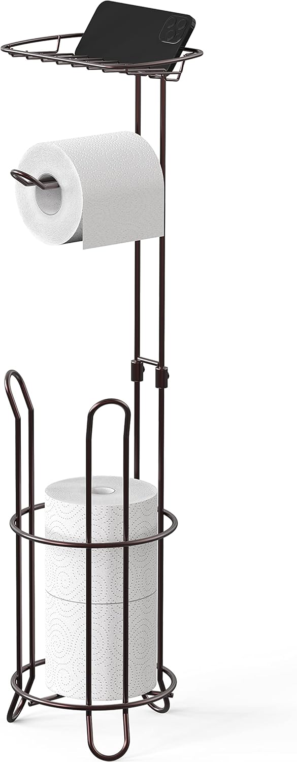 Freestanding Chrome Toilet Paper Stand | Modern Bathroom Roll Holder