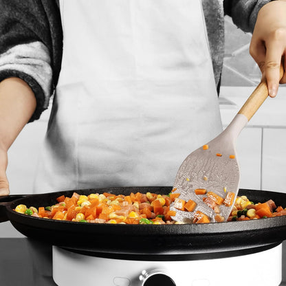 14-Piece Silicone Kitchen Utensil Set with Wooden Handles