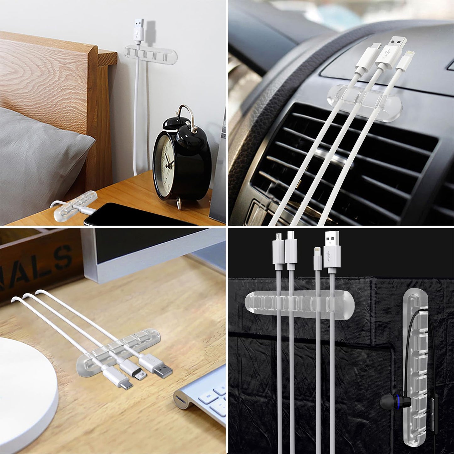 Cable Holder Clips | Desk Cord Organizer | Wire Management Solution