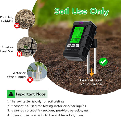 Mcbazel 6-in-1 Soil Tester with Dual-Probe Technology–Accurately Measure pH, Temperature, Fertility, Light Intensity & Humidity for Optimal Plant Growth–Essential Gardening Tool for Home