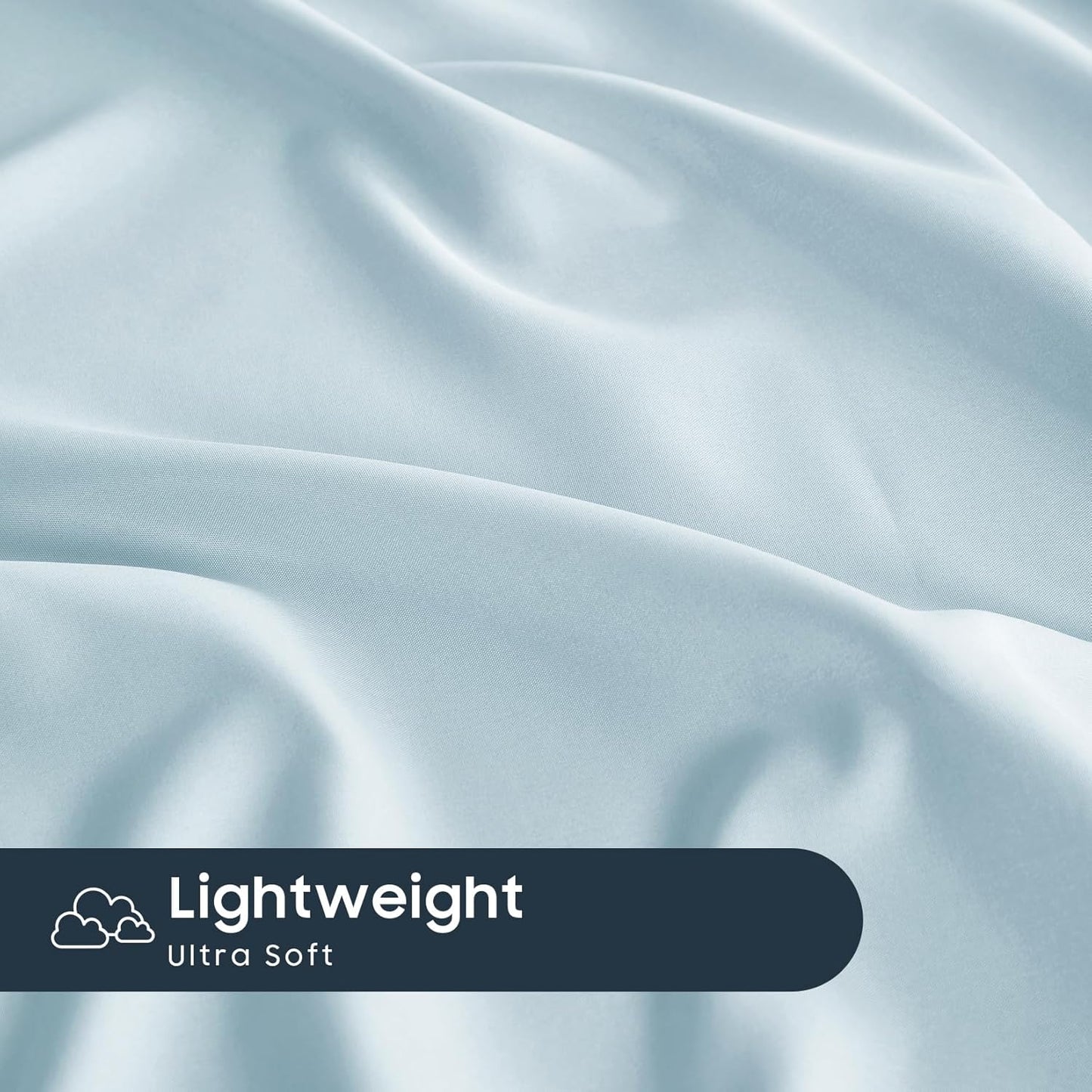Wake In Cloud - White Sheet Set, 1000TC Ultra Soft Microfiber, Fitted Sheet & Flat Sheet & 2 Pillowcases (4 pcs, Queen Size)