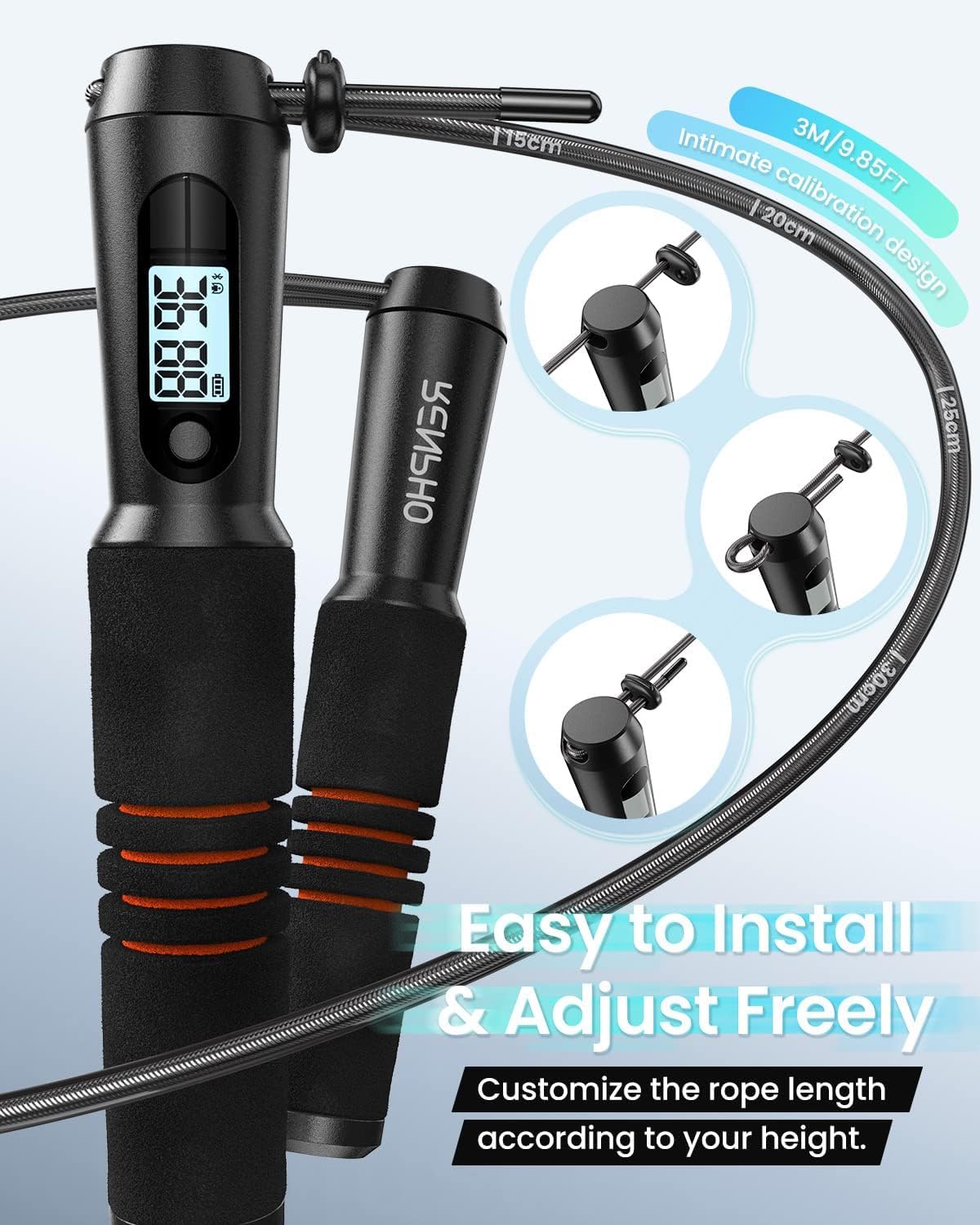 Smart Jump Rope with LCD Counter - Digital Cardio Fitness Tracker