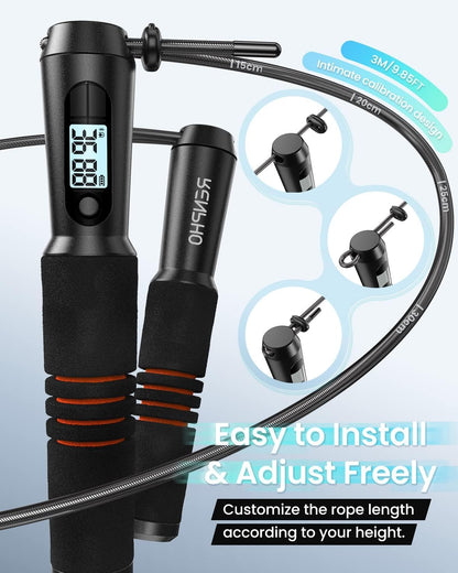 Smart Jump Rope with LCD Counter - Digital Cardio Fitness Tracker
