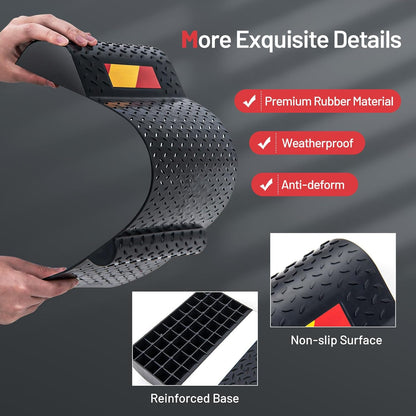 Costway Garage Car Parking Mat, 2 Pack Heavy Duty Wheel Stopper w/ 2 Mounting Method, Non-slip Surface, Self-Adhesive Tape, Reflective Strip, Garage Anti-skid Parking Mat for Most Vehicle, Black