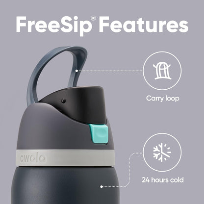 Insulated Stainless Steel Water Bottle - FreeSip Straw & Spout