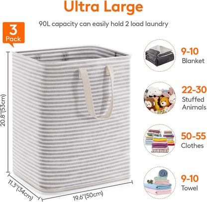80L Waterproof Laundry Hamper 2 Pack - Collapsible & Portable - Lifewit