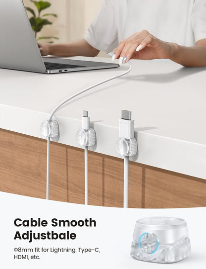 One-Hand Cable Clips | Desk Cord Organizer | Adhesive Cord Holders