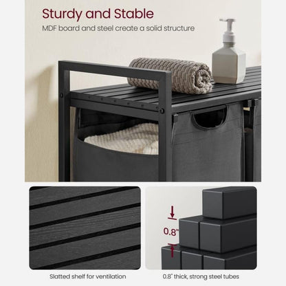 Laundry Hamper with Shelf | 3-Section Laundry Sorter | Storage Unit
