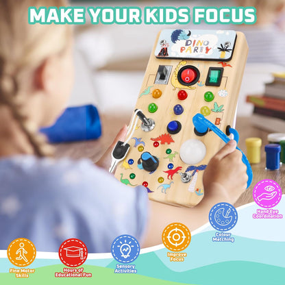 Montessori Busy Board Kids Toys, Toys for 1+ Year Old, Sensory Wooden Boy Toddler Games