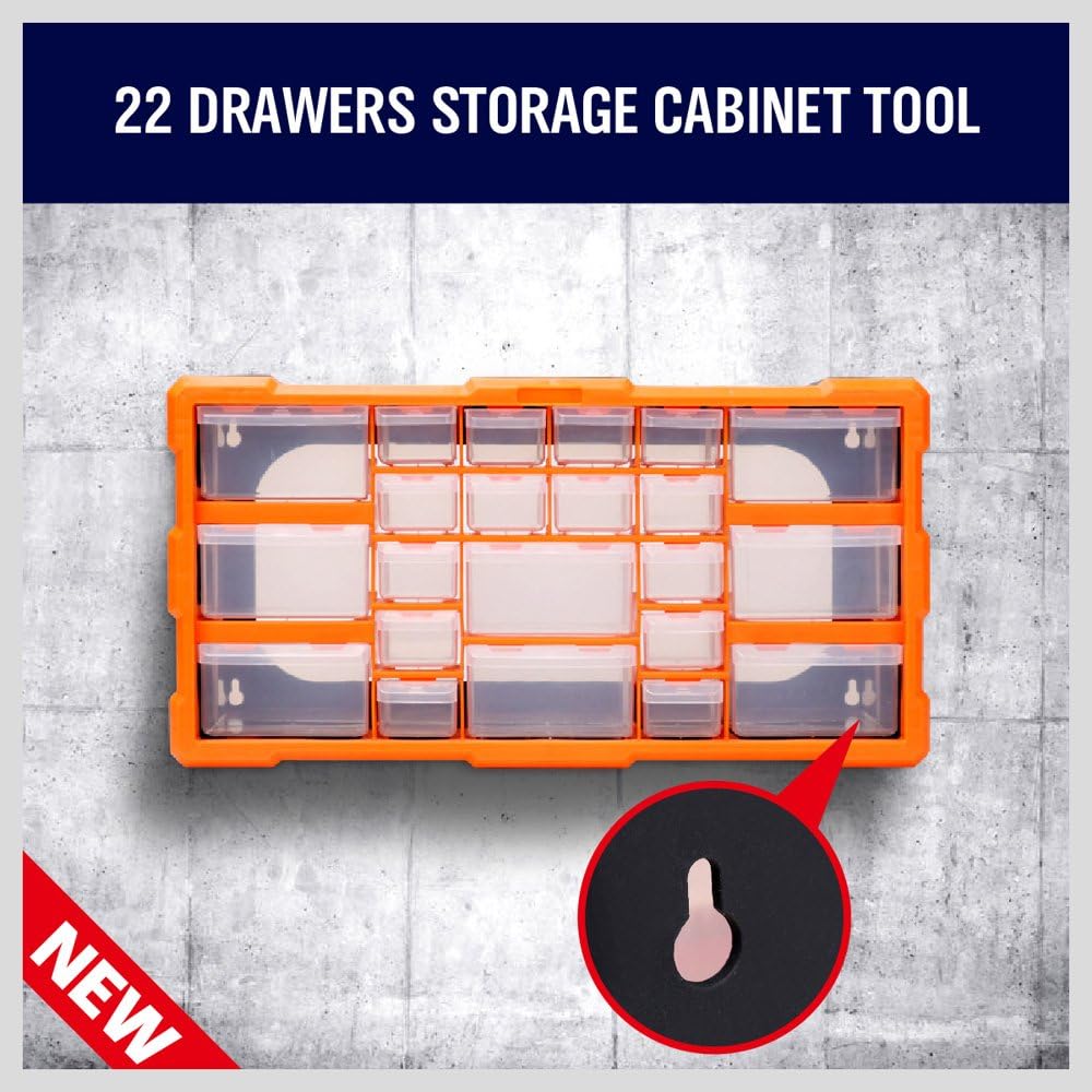 HORUSDY 39-Drawers Storage Cabinet Tool Box, Wall Mount Parts Storage Bin Chest Case Plastic Organiser Toolbox with Divider In Each Drawer