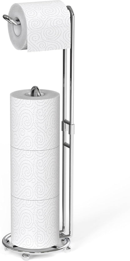 Freestanding Chrome Toilet Paper Stand | Modern Bathroom Roll Holder