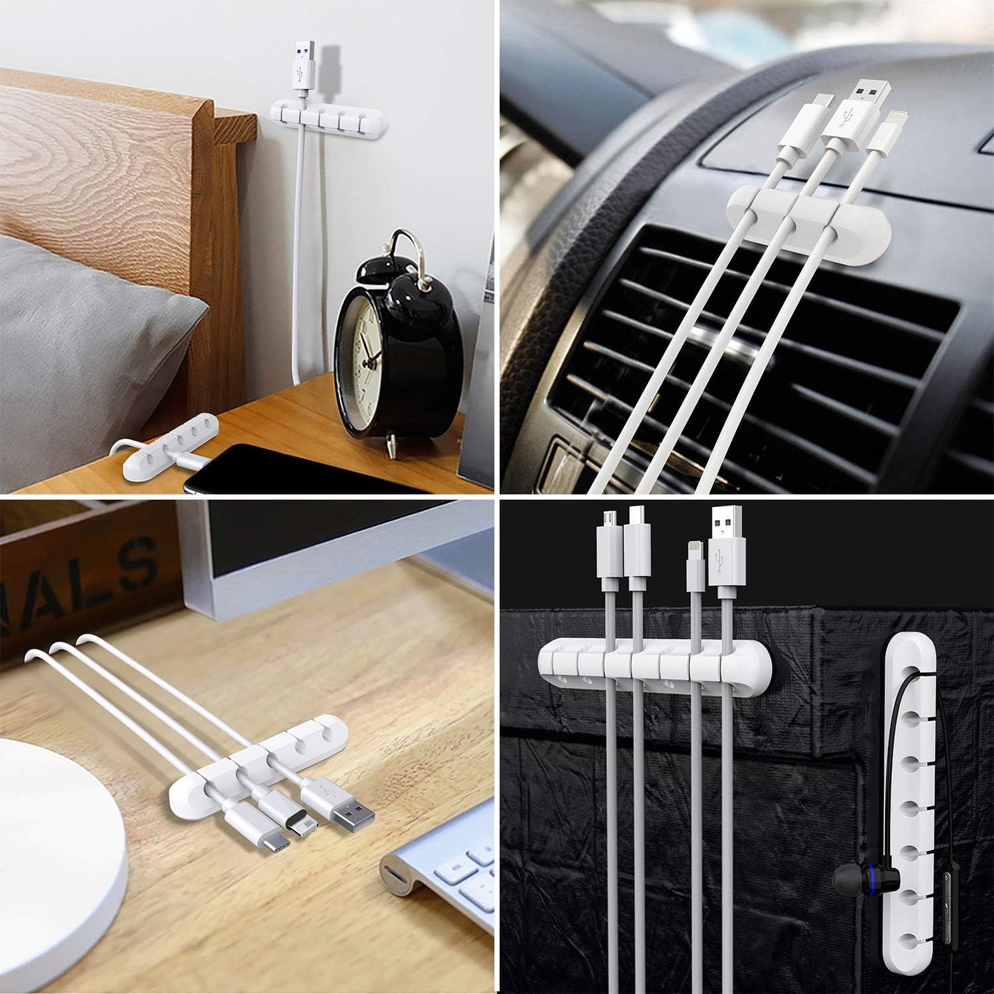Cable Holder Clips | Desk Cord Organizer | Wire Management Solution
