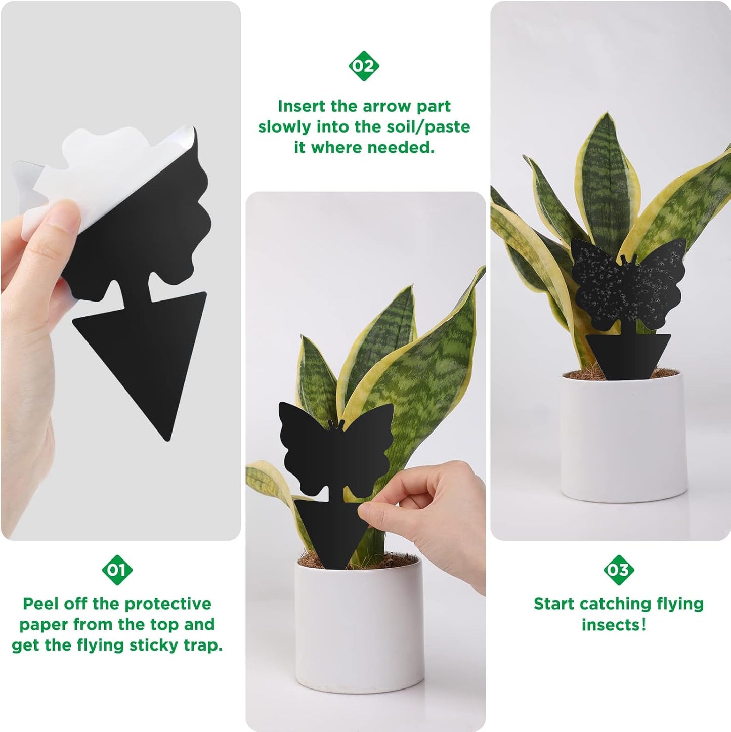 40 PCS Sticky Traps, GeeRic Sticky Fruit Fly and Plant Gnat Bug Traps for Indoor/Outdoor Use, Dual-Sided Black Sticky Traps Insect Catcher for White Flies, Mosquitos, Fungus Gnats, Flying Insects