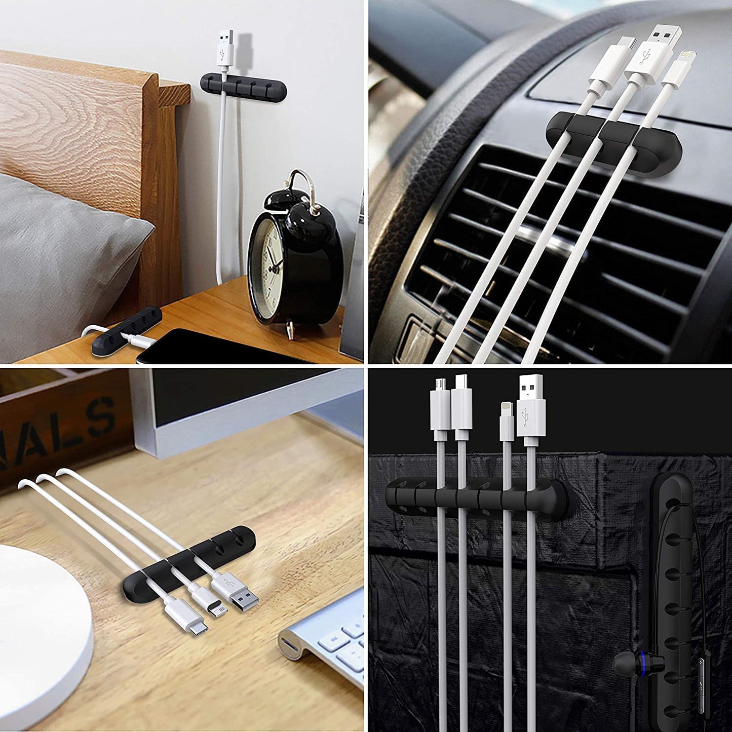 Cable Holder Clips | Desk Cord Organizer | Wire Management Solution