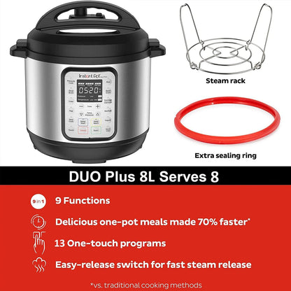 Instant Pot Duo 7-in-1 Multicooker, 5.7L - Pressure Cooker, Slow Cooker, Rice Cooker, Sauté Pan, Yogurt Maker, Steamer and Food Warmer, Brushed Stainless Steel,Black/ Grey