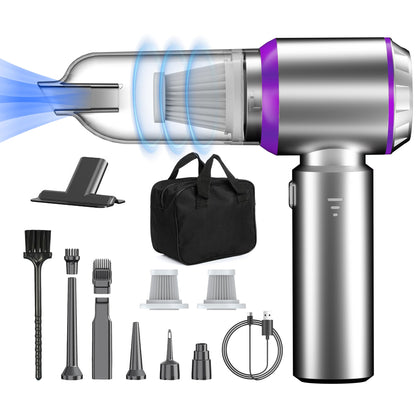 Car Vacuum Cleaner Cordless, Handheld Vacuum 22000PA High Power Suction, 4-in-1 Compressed Air Duster & Air Blower & Pump, Portable Vacuum Cleaner with 3 Gears for Home, Pet, Keyboard (Grey)